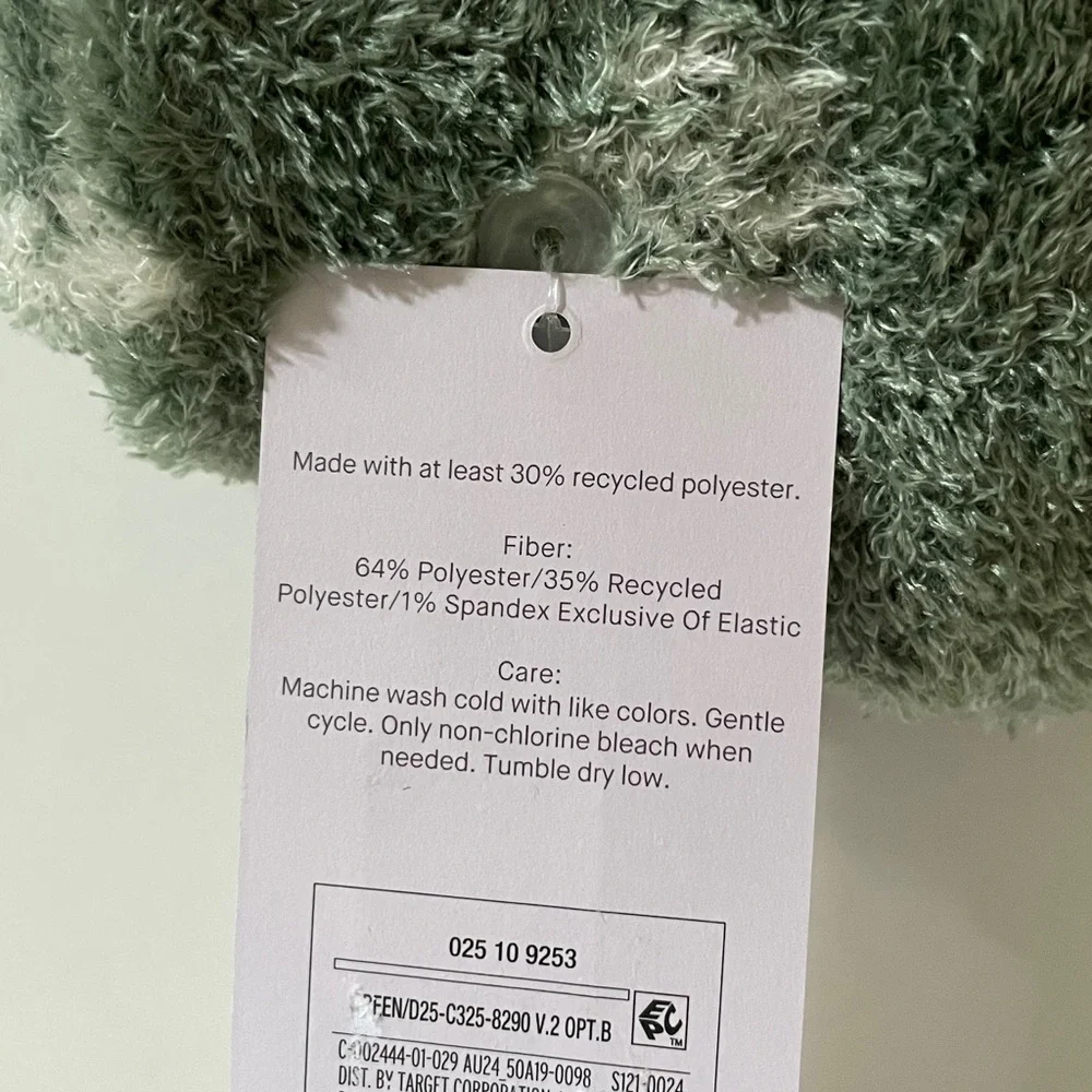 Auden Cozy Crew Socks Green White Soft